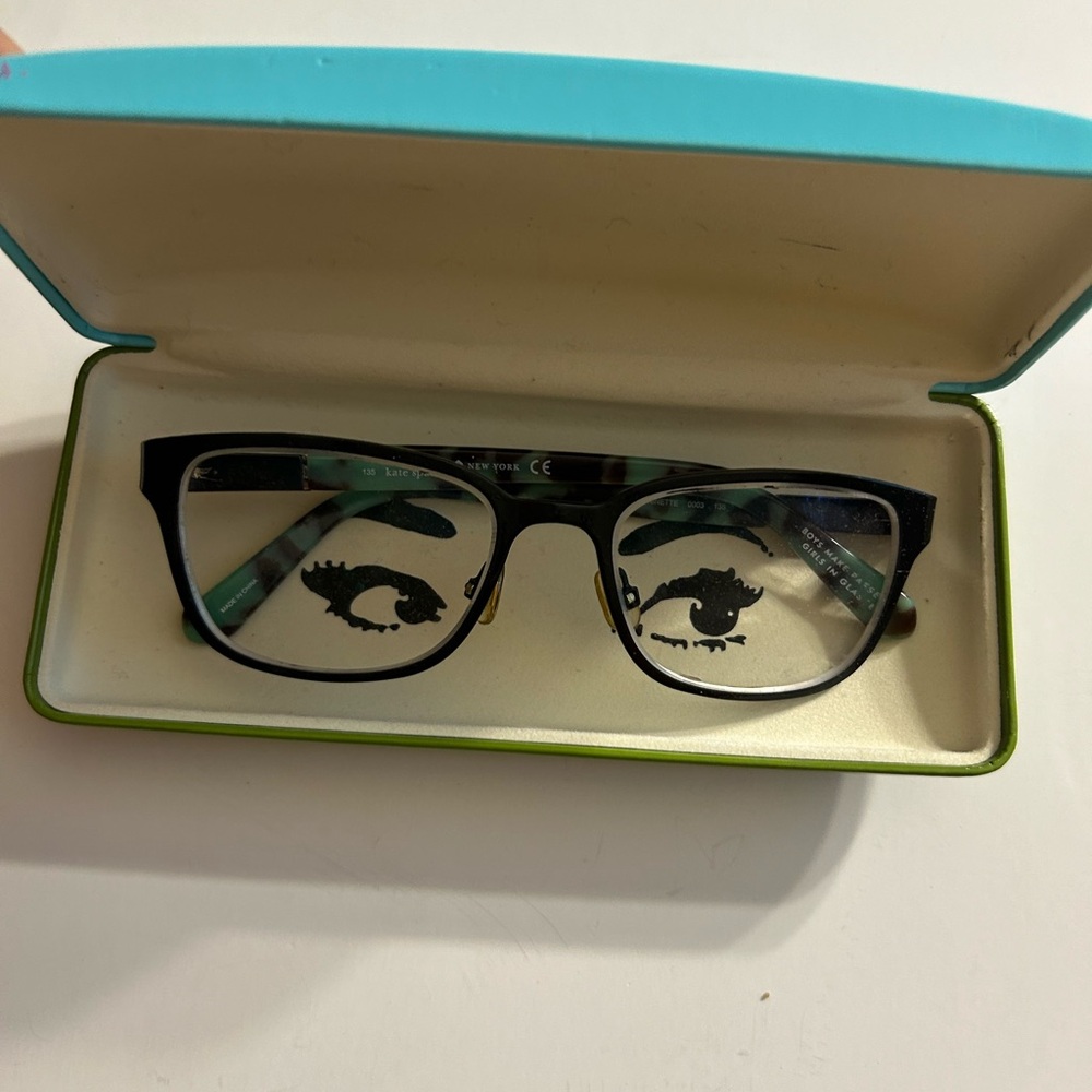 KATE SPADE AUTHENTIC NINNETTE EYEGLASS FRAMES WITH TWO-TONE COLOR HARDSHELL CASE